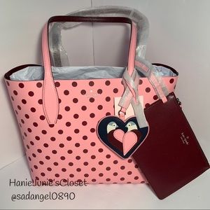 KATE SPADE SM REVERSIBLE ARCH LOVE BIRDS TOTE
